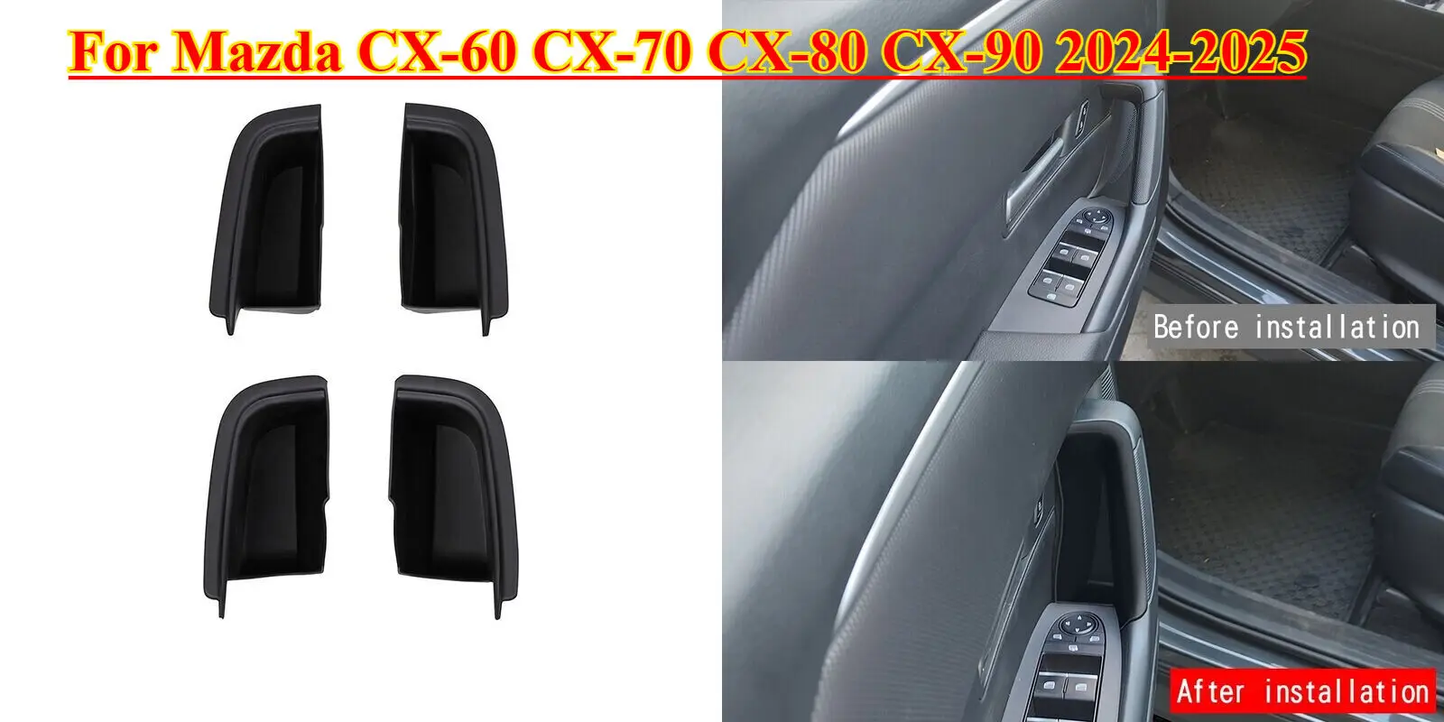 For Mazda CX-60 CX-70 CX-80 CX-90 2024-2025 Car Door Storage Box Cover Trim 4PCS