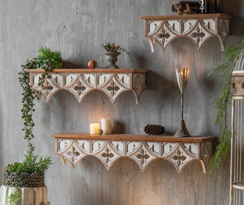 B & B soggiorno decorativo da parete rack in stile retrò oggetti di scena americano vecchio ristorante mensola caffè sfondo muro