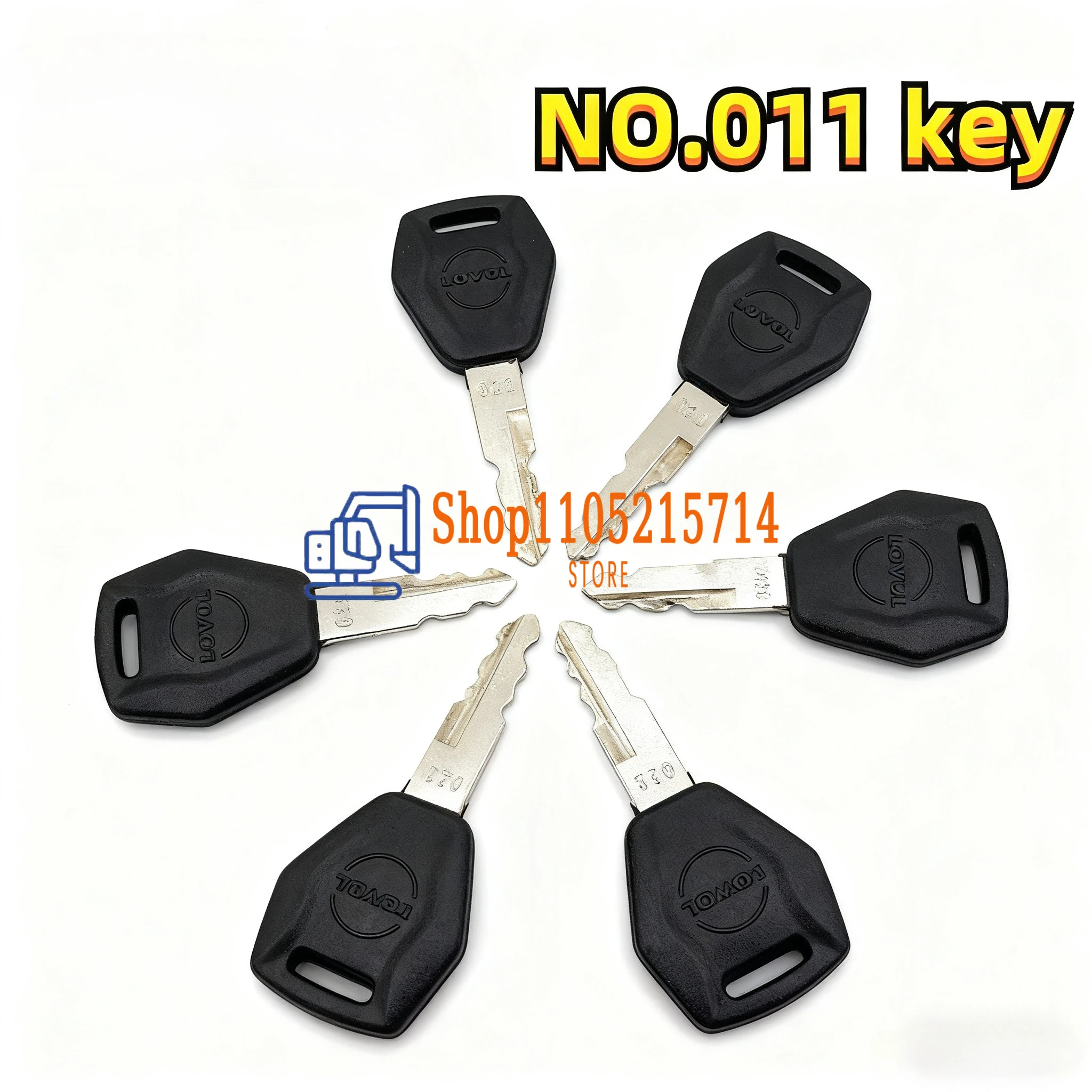2/6PCS Serial Number 011 Key New Style for Lovol Excavator FR60 75 80 150 220 260 330 360 Ignition Switch Door Opening Key
