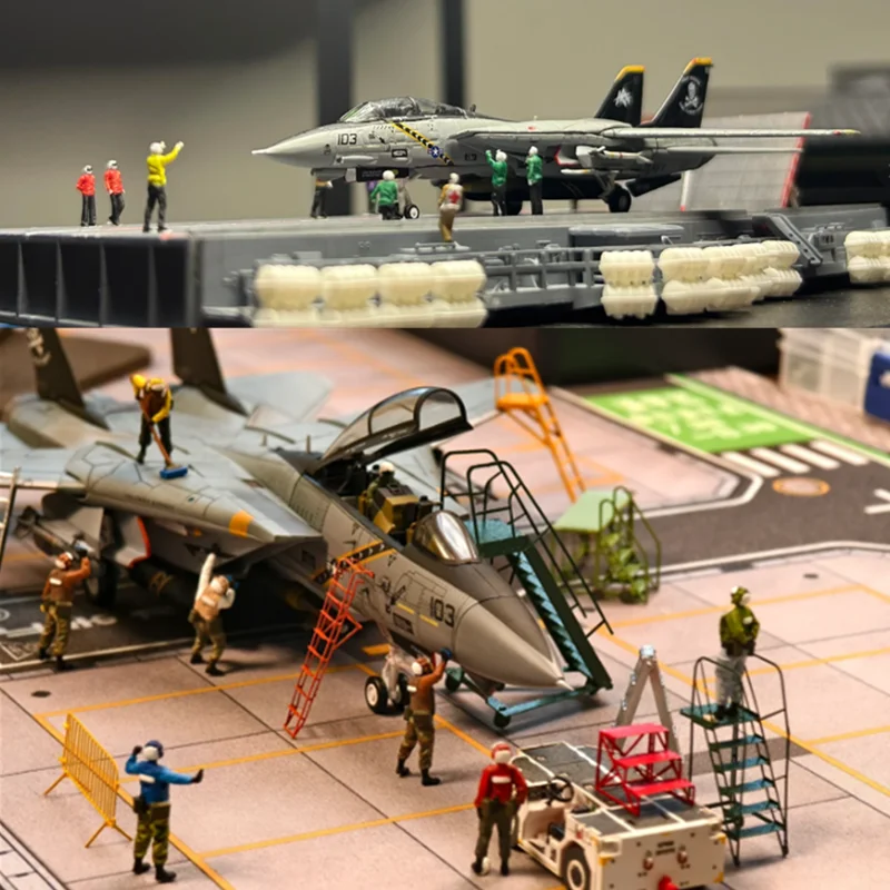 

1:72 Scale Model 3 Types 9/10Pcs Action Figure US Navy Aircraft Carrier Ground Handling Working Men Doll DIY Scene Accessory