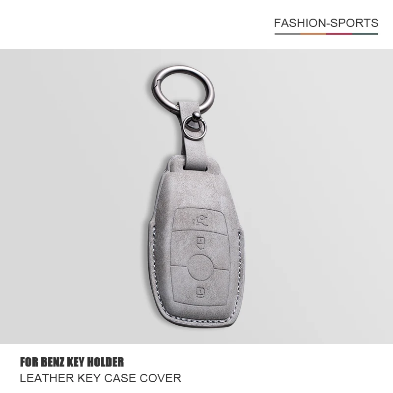 

Leather Car Key Case Cover Shell Fob For Mercedes Benz A C E S G Class GLC CLE CLA GLB GLS W177 W205 W213 W222 X167 AMG Keychain