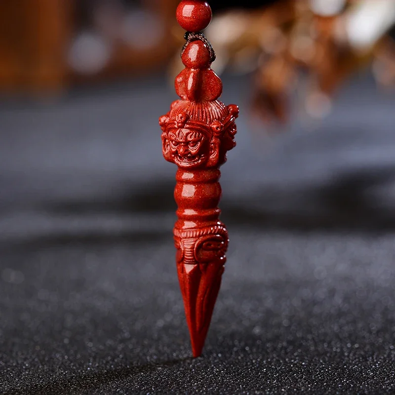 Figurines Natural Cinnabar Descending Magic Pestle King Kong Pestle Pendant Necklace Pendant Amulet Key Chain Peace Good Fortune