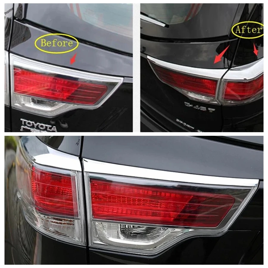 

Trunk Rear Light Tail Lamp Eyelid Eyebrow Decoration Frame Trim Cover Fit For Toyota Highlander 2014 - 2016 Car Accessories