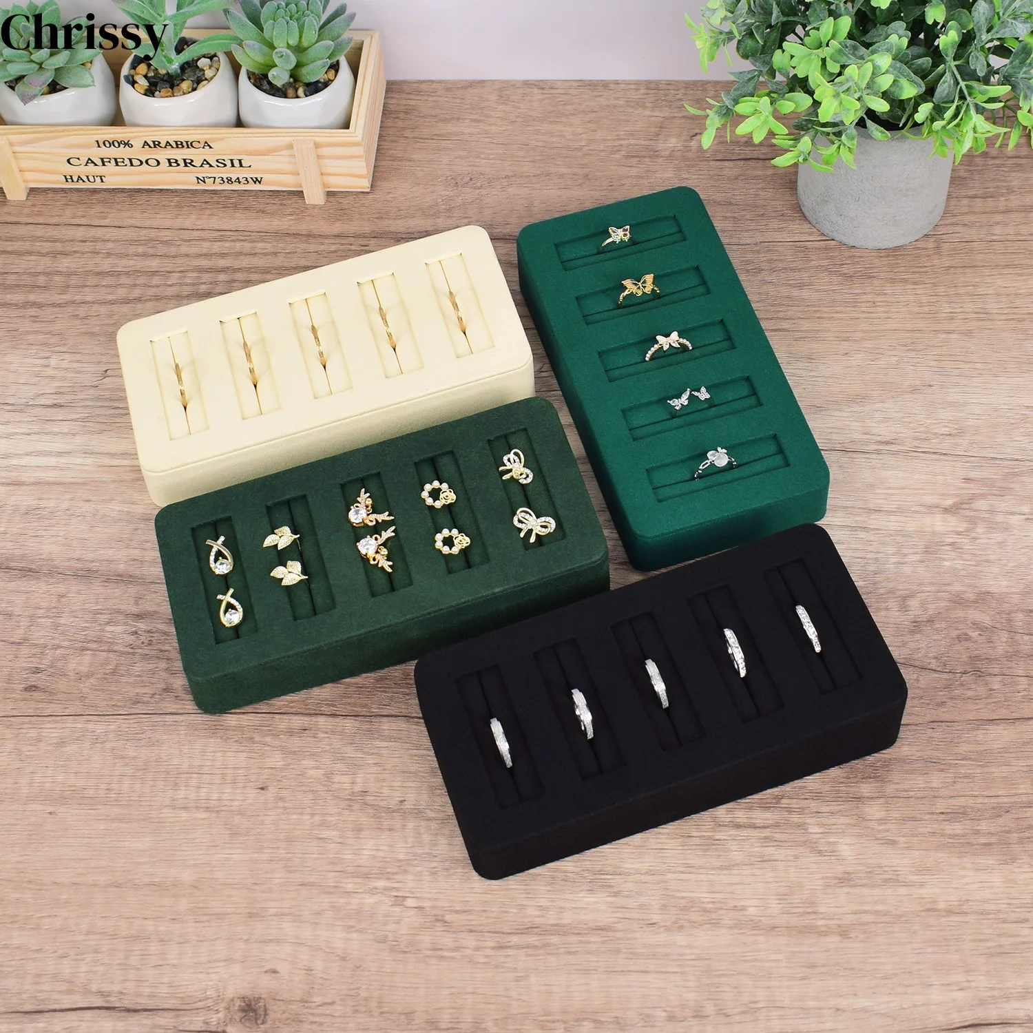 

Velvet Multi-Jewelry Tray, Elegant Organizer for Earrings Rings Necklaces, Home Vanity & Countertop Display Dish