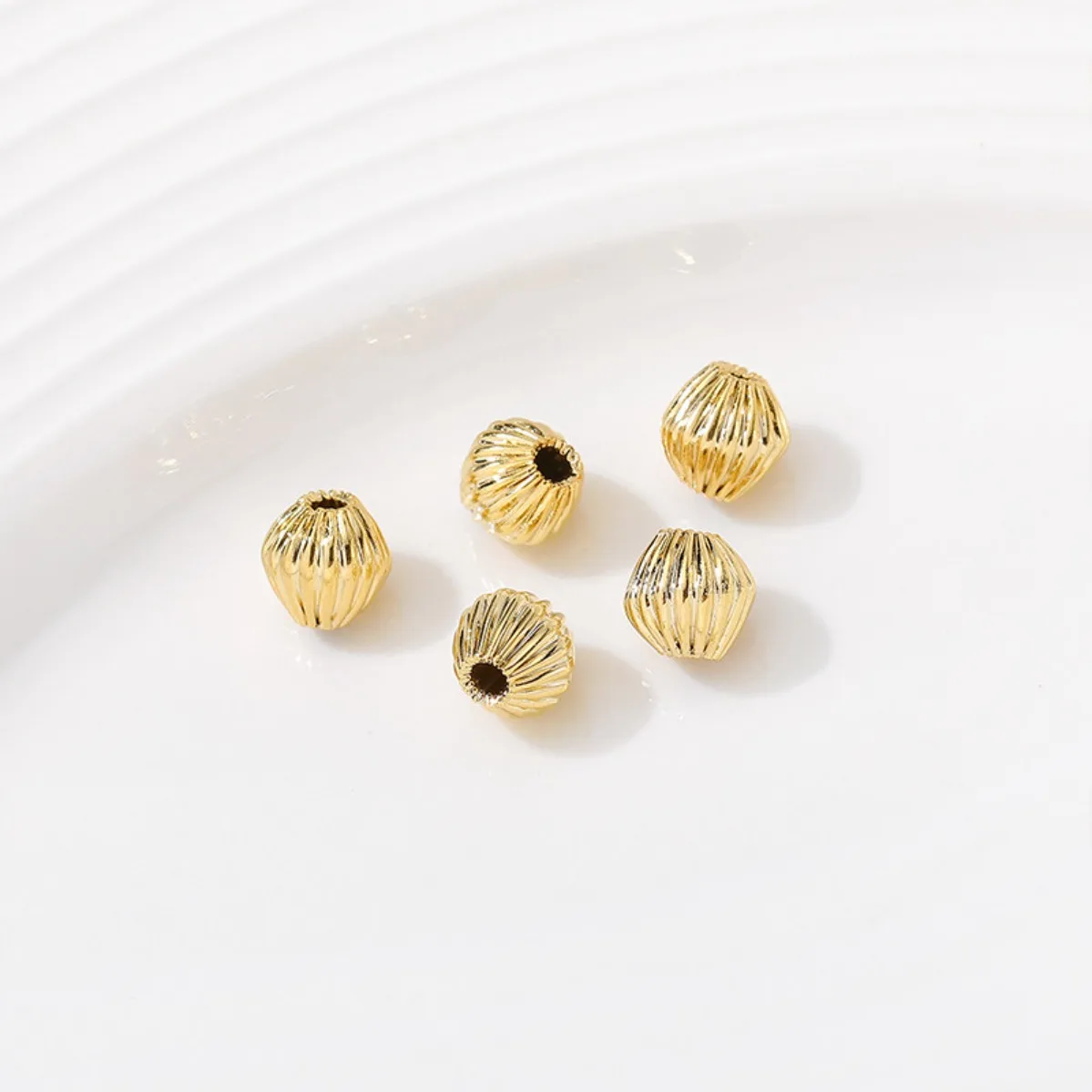 14K Gold Plated Color Retention Striped Angle Spacer Loose Beads DIY Bracelet Necklace Jewelry Making Kit Findings