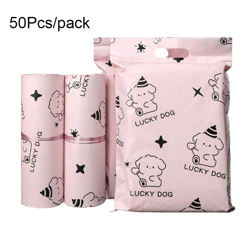 50Pcs Pink Clothing Ecommerce Shipping Tote Bag Poly Cartoon Dog Printing Courier Bag Self Seal Portable Logistics Mailing Pouch