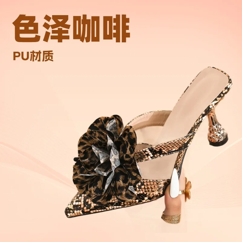 

2026 Spring Floral Satin Block Heel Mules Women Pointed Closed Toe Slip On Slippers, Korean Trendy Elegant Outdoor Fashion Shoes