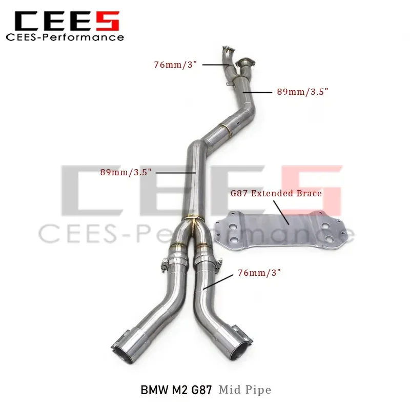

cees Exhaust Midpipe For BMW M2 G87 S55 3.0T 2019-2023 Exhaust Mid Pipe With Extended Brace Car Exhaust Pipes