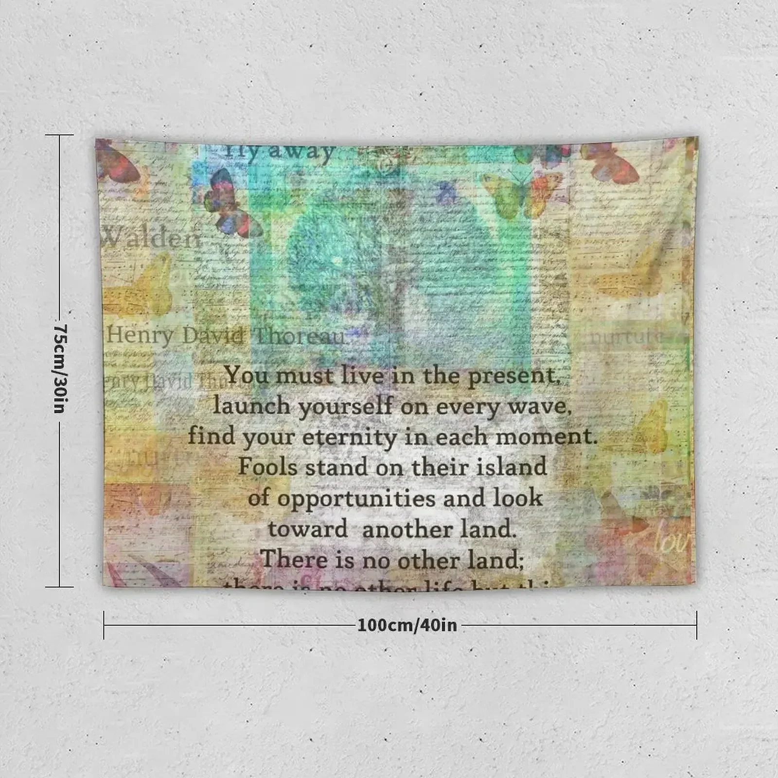 Quote Live in the Present Henry David Thoreau Tapestry Wall Carpet Room Aesthetic Tapestry