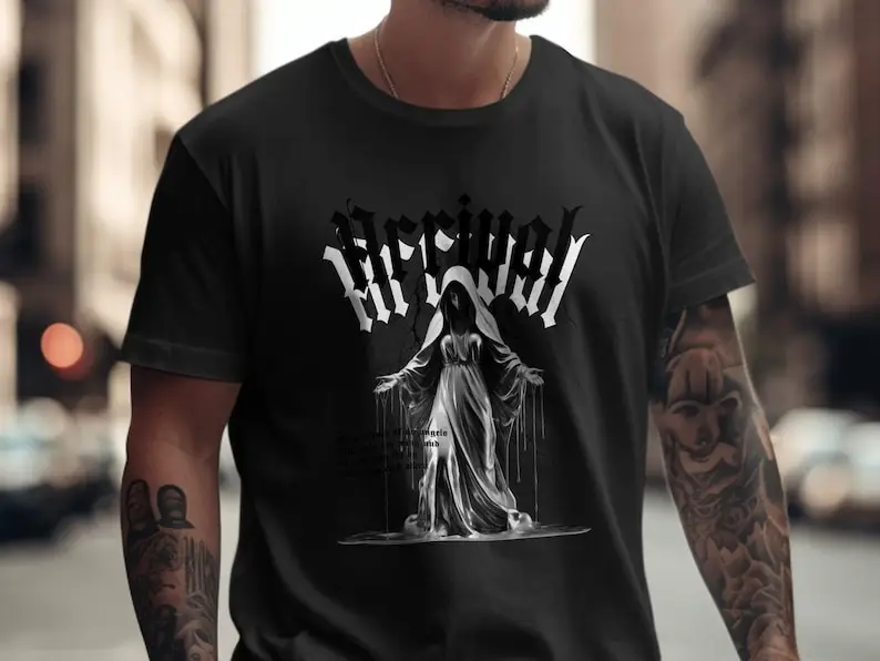 

Gothic Arrival T-Shirt, Dark Angel Tee, Mysterious Gothic Design, Alternative Fashion T-Shirt, Unique Gothic Apparel
