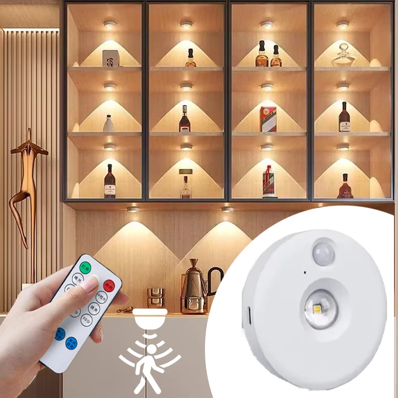 Luz LED nocturna con Sensor de movimiento, luces inalámbricas para debajo de cabina, iluminación recargable por USB regulable, cocina, pasillo, armario, decoración del hogar