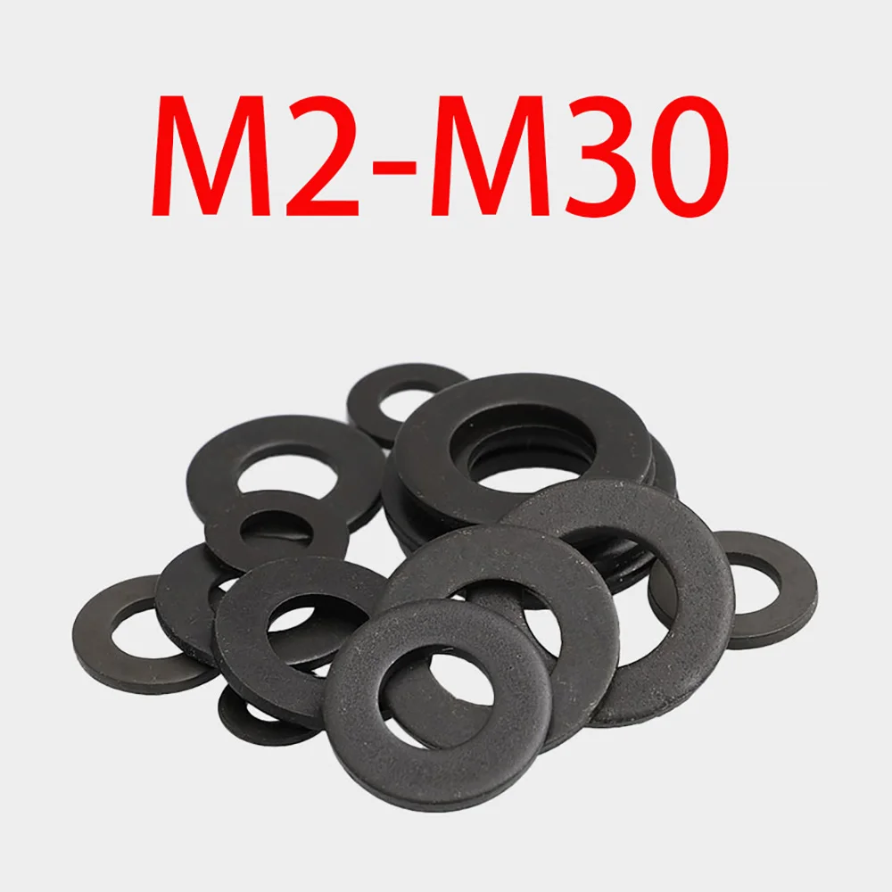 M2 M3 M4 M5 M6 M8 M10 M12 M14 M16 M18 M20 M22 M24 M27 M30 Grade 8.8 Black Carbon Steel Flat Washers Industrial Hardware Fittings