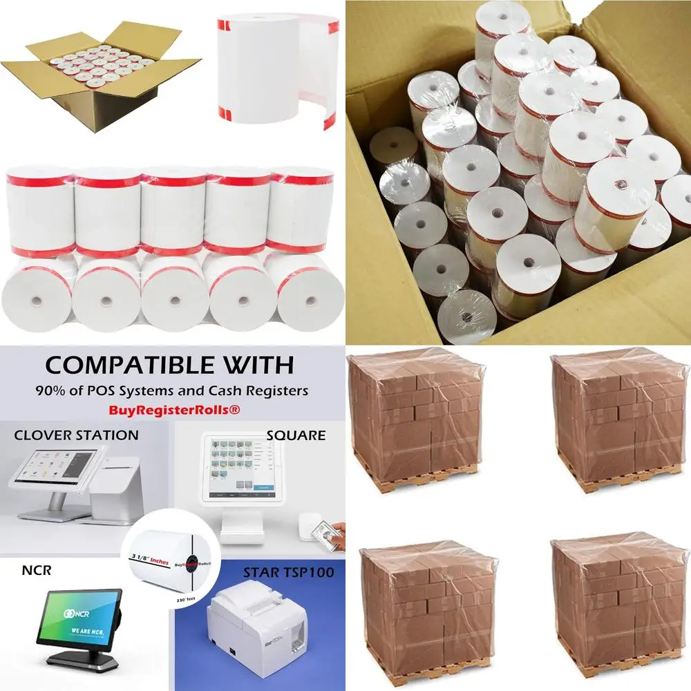 3 1/8 inch 50 gsm kernloze thermische papierrollen, verpakking van 50 stuks voor bonprinters