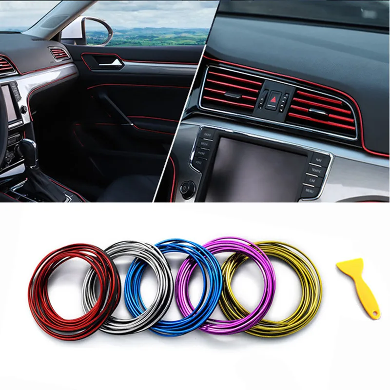 5M Dashboard Deur Rand Insert Trim Styling Interieur Decoratieve Moulding Universele Auto Accessoires Insert Strip Met Schraper