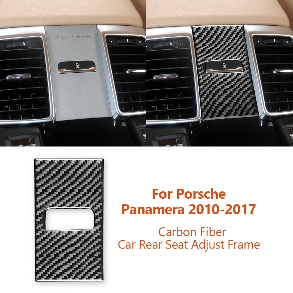 

For Porsche Panamera 2010-2017 Carbon Fiber Car Rear Seat Adjustment Button Frame Decorative Sticker Auto Interior Accessories