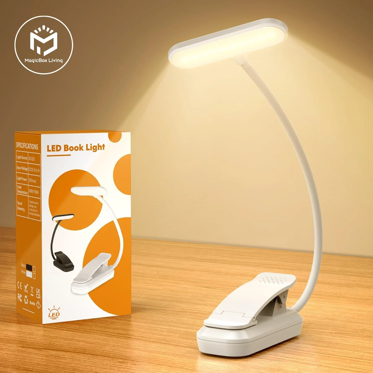 

USB перезаряжаемый 20-светодиодный светильник для книг с регулируемой яркостью, светильник для чтения, портативный светильник для чтения, детская книжная лампа, ночник