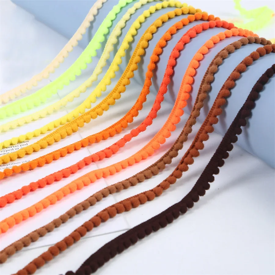 MINI Pom Poms Trim Lace Ribbon 11mm Color Pompon BallsFringe Trim Tassel Sewing DIY Trim for Home Curtain Clothes Pillow Decor