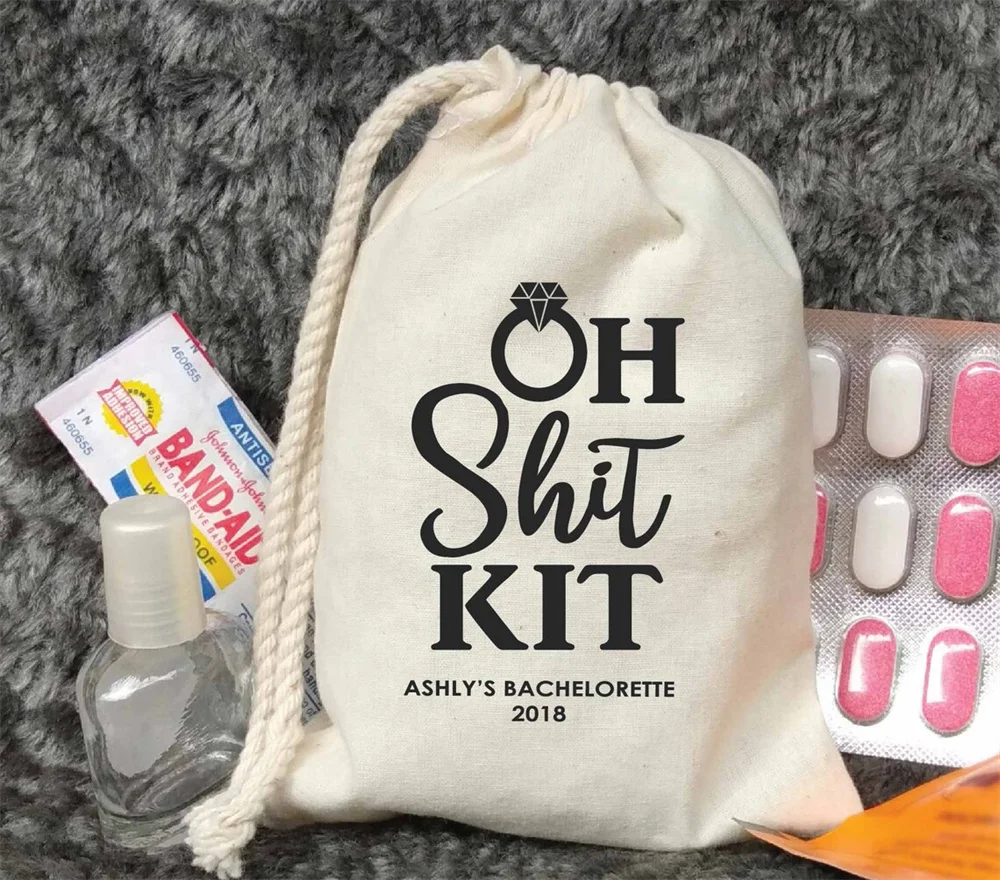 25 PCS Oh Shit Kit-Bachelorette Party Favor Bags-Custom Bachelorette Hangover Kits-Customized Recovery Kits-Bach Party Bags-Bach