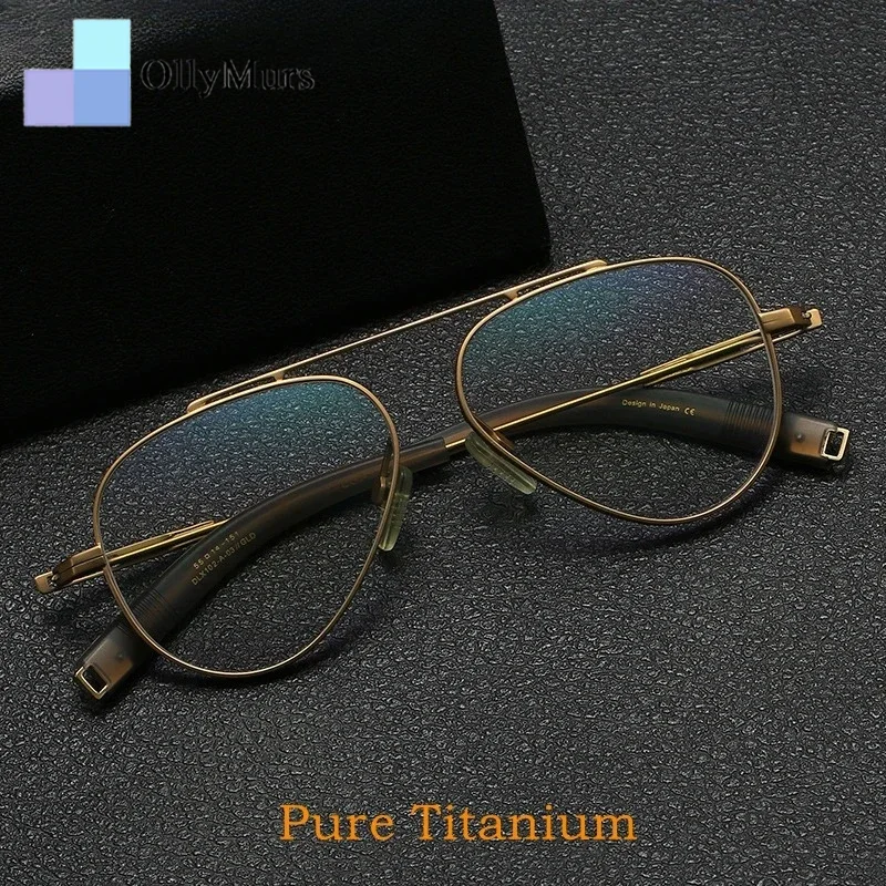 

OLLYMURS Pilot Сверхлегкие титановые высококачественные очки по рецепту в стиле ретро, женские модные очки из чистого оптического оправы для мужчин