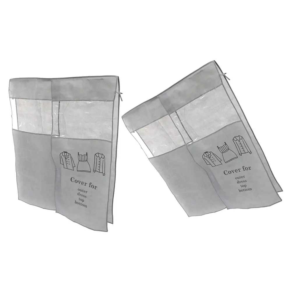 

2 Pcs Clothing Dust-proof Hanger Cover Wardrobe Hanging Non-woven Fabric Closet