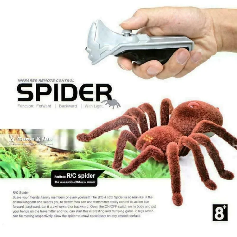 Infrared RC Scary Spider Toy, Soft Plush Simulation Spider for Kids Great for Fun Remote Control Creepy Soft Scary Plush Spider