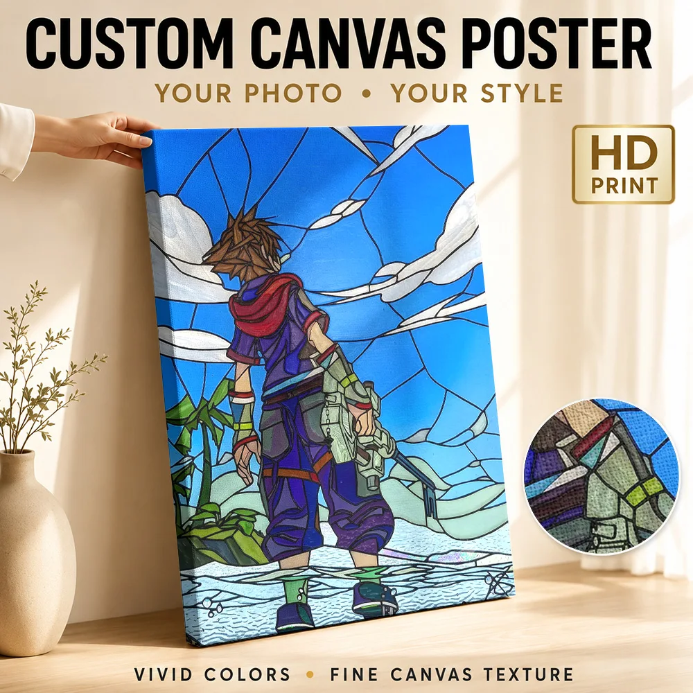 Kingdom Hearts Sora Canvas Print Poster Custom Photo Modern Aesthetic Wall Paintings Decoration for Office Gift for Collectors