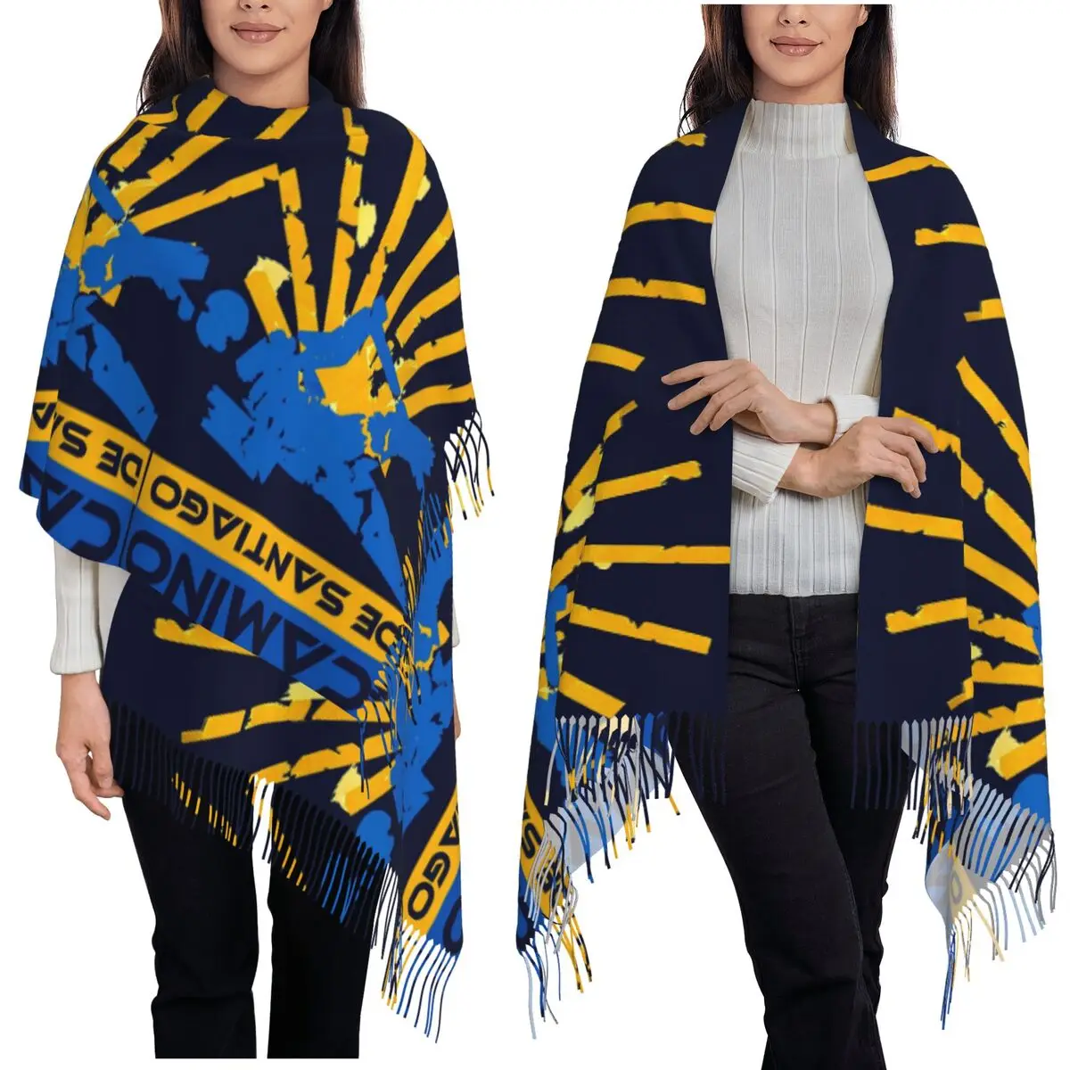 

Camino De Santiago Испания Espana шарф шарфы с кисточками для женщин мягкие теплые шали и накидки большая осенне-зимняя шаль накидка