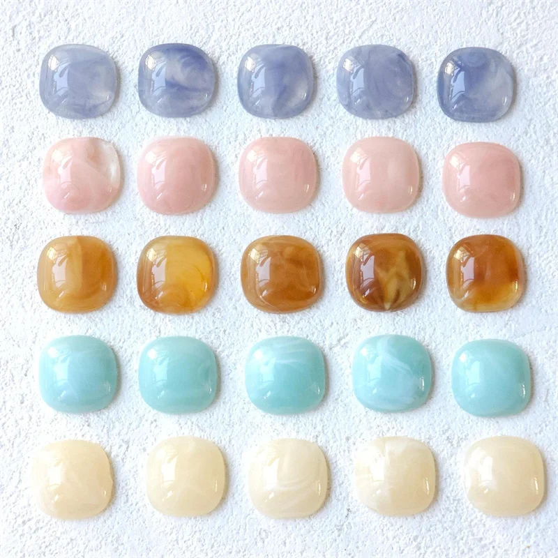 أحدث 100 قطعة/الوحدة 18 مللي متر اللون نغمتين التدرج الهندسة شكل مربع الراتنج كابوشون الخرز لتقوم بها بنفسك مجوهرات الملابس الشعر التبعي #5