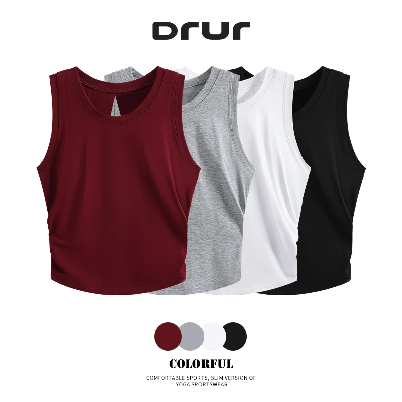 DRUR Racerback Yoga Tank Tops For Women Quick Dry Fitness Woman Sports Top training Workout Running Vest Sleeveless Gym Shirt