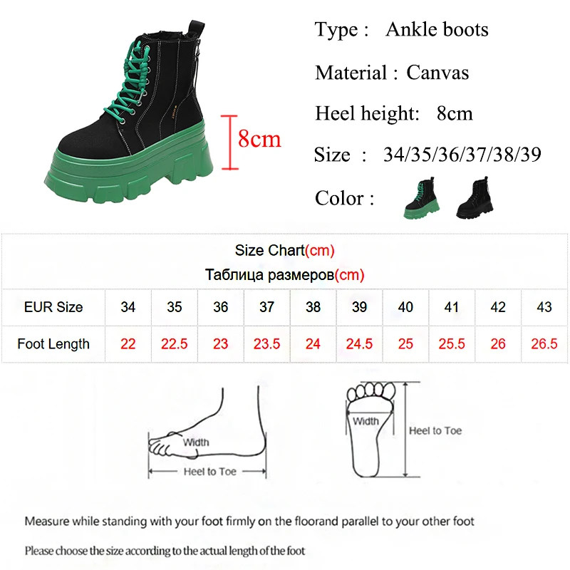 Rimocy Green Punk Chunky Platform Ankle Boots for Women Autumn Winter Thick Bottom Motorcycle Boots Wedges Gothic Shoes Woman