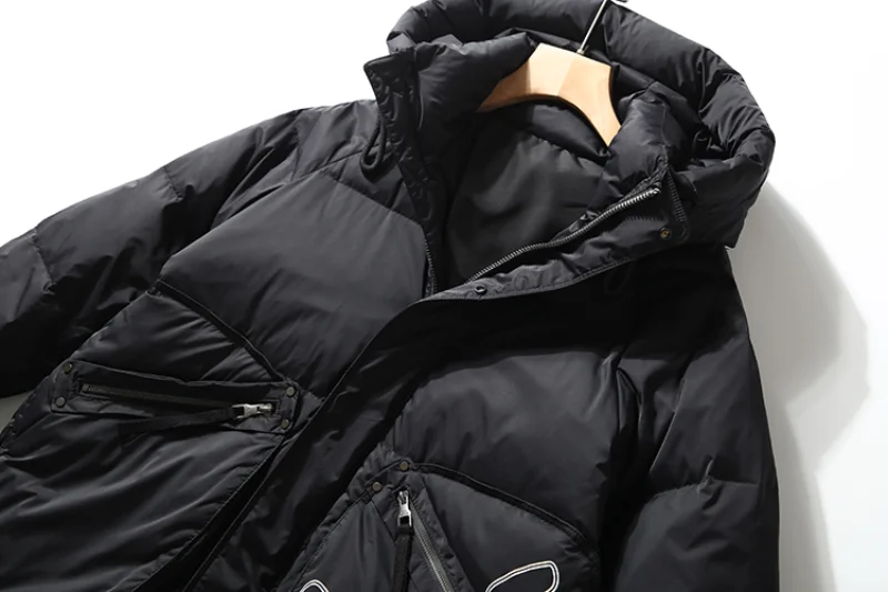 Homens com capuz para baixo jaqueta de inverno casual carta impressa parkas streetwear quente preto zíper jaquetas harajuku moda pato para baixo casacos