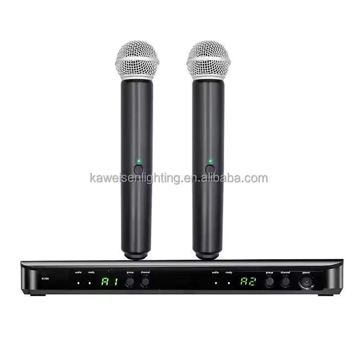 YYHC-Dual channel wireless microphone Metal Handheld karaoke microphone Digital voice system is compatible with mobile phones