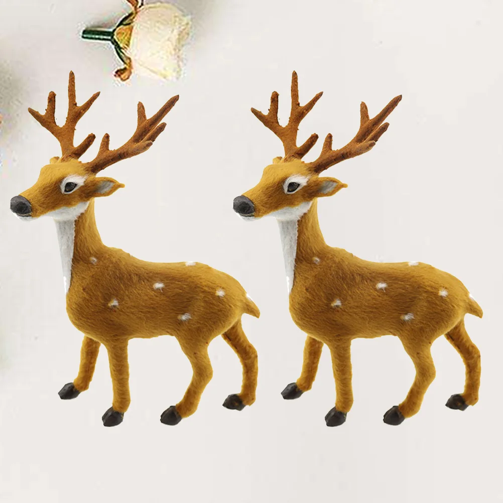 

2Pcs 15Cm Christmas Elk Ornament Realistic Mini Deer Desktop Decor for Living Room Bedroom Holiday Party Xmas Atmosphere