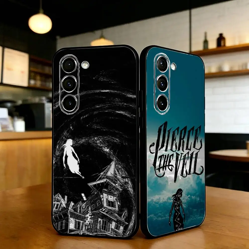 P-Pierce The Veil Band Phone Case For Samsung S25,24,23,22,30,21,Ultra,Plus,Lite,FE,Black Soft Case