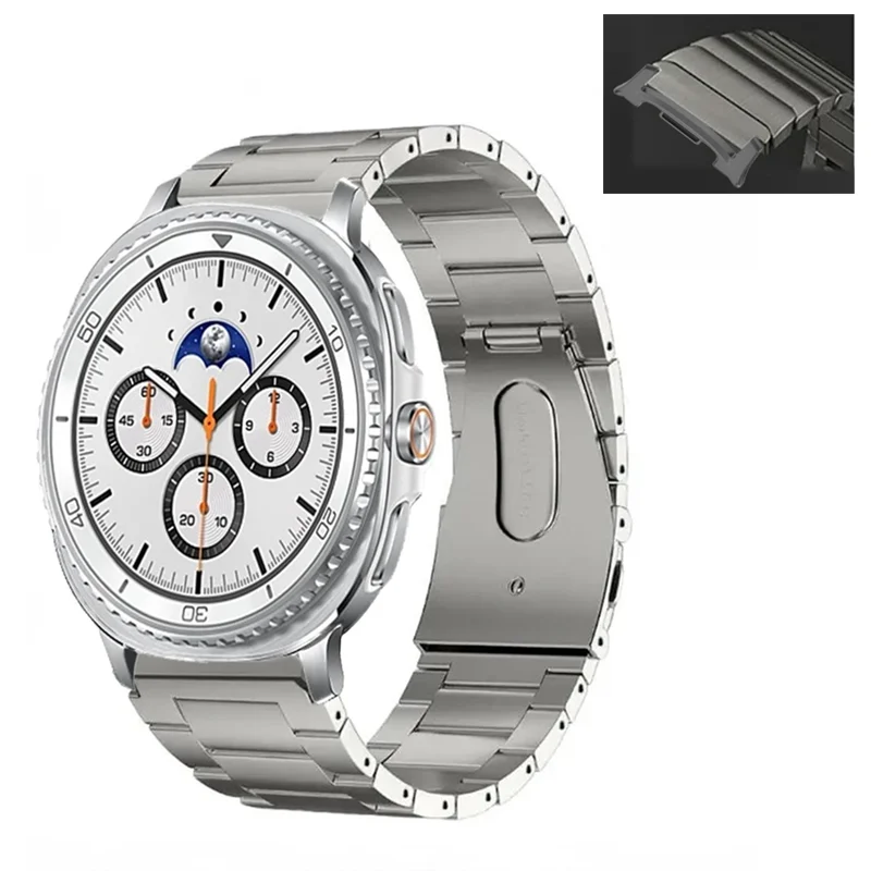 حزام معدني من التيتانيوم لساعة سامسونج جالاكسي الترا 2025 سوار معصم من الفولاذ المقاوم للصدأ الخفيف لساعة جالاكسي 8 40/44 ملم كلاسيكي 46 ملم