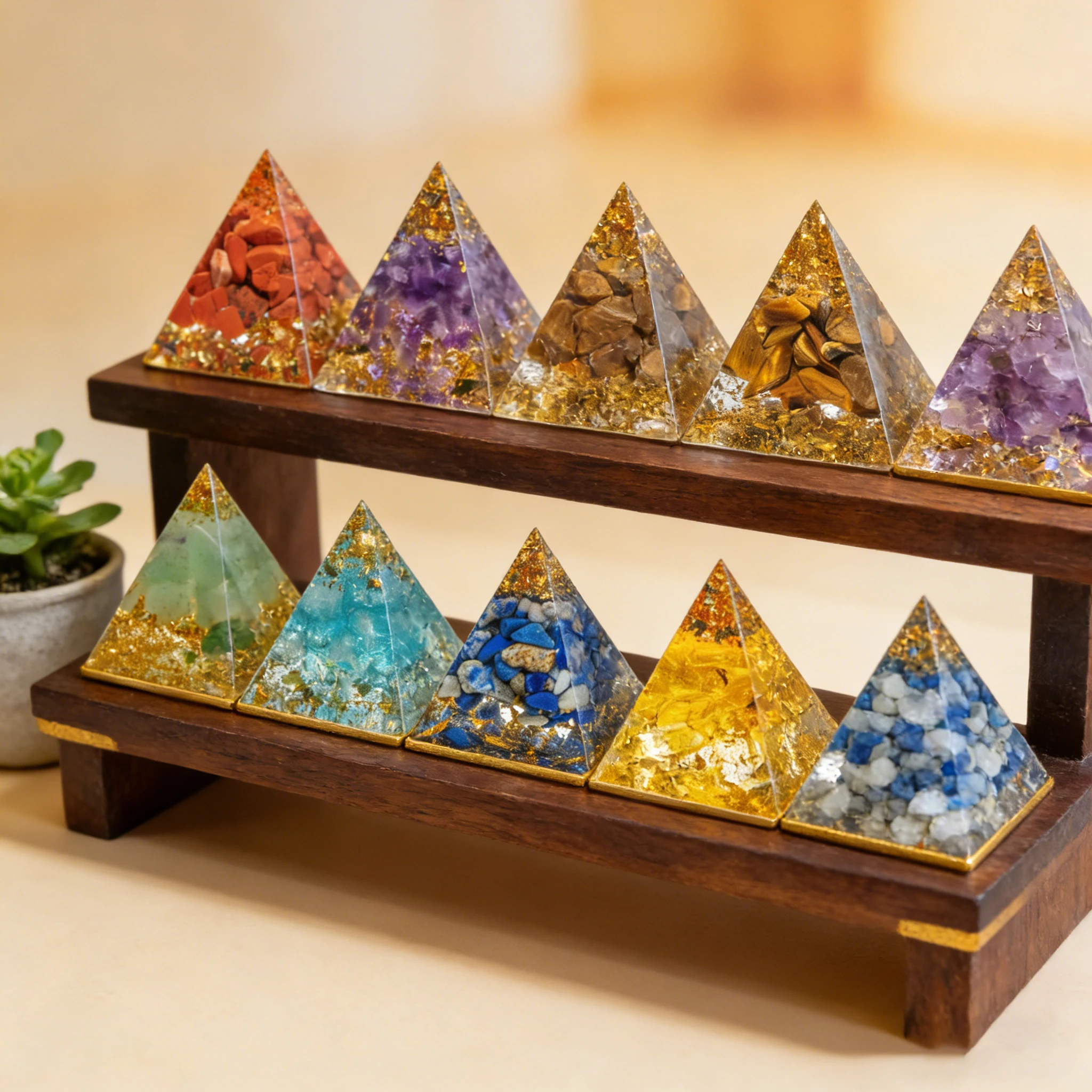 Mini pirámide de cristal Natural, generador de energía, cuarzo, amatista, Reiki, cristal curativo, Chakra, pirámide de resina, meditación,
