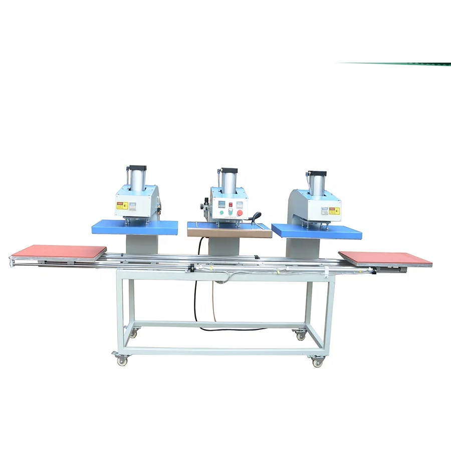 

gaoshang own design special use pneumatic double station slide cool hot transfer heat press machine logo label