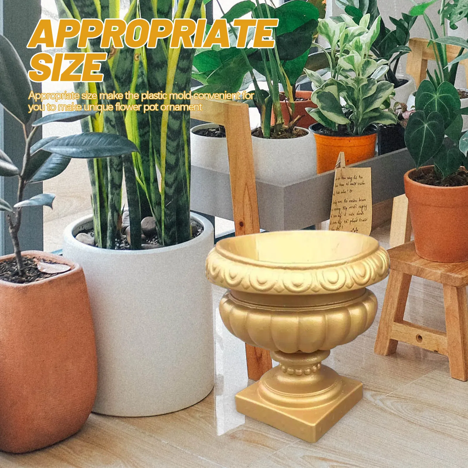

European Style Flower Pot Planter Making Mold DIY Handcraft Bonsai Concrete Casting Mold Garden Statue Decor Reusable Plastic