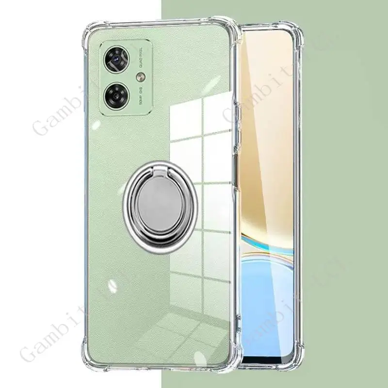 For Motorola Moto G64 5G G54 5G Power Edition XT2343-1 Back Ring Holder Bracket Phone Cover TPU Soft Silicone Case On G54 5G