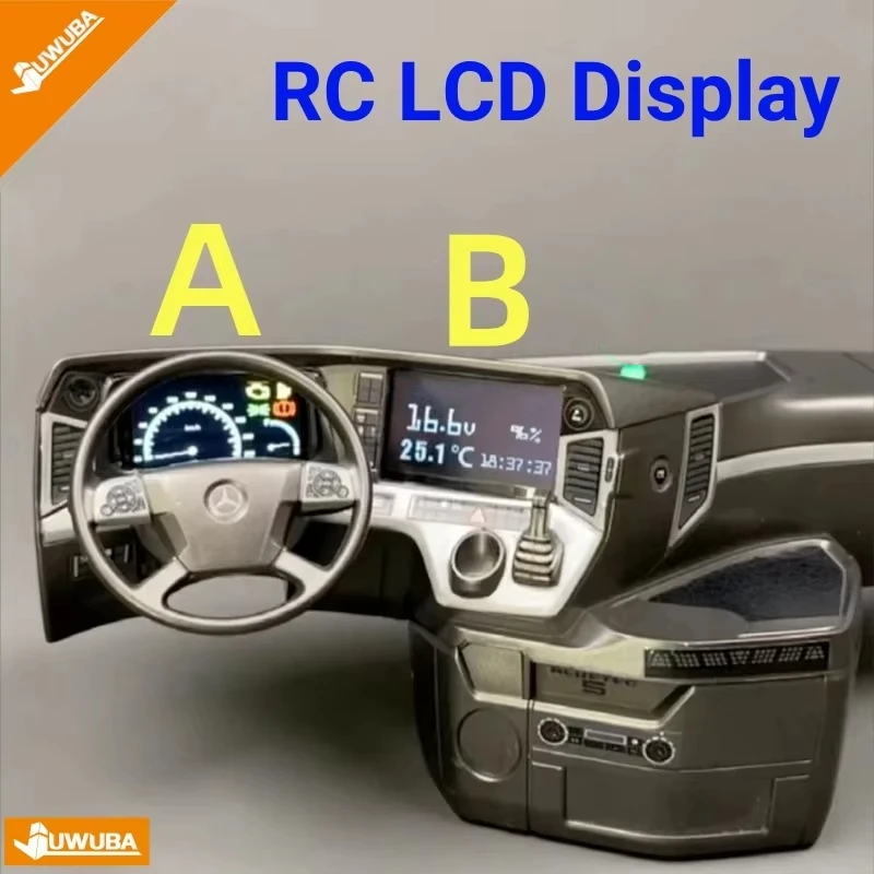 RC 1/14 LKW-Armaturenbrett LCD-Innenbildschirm für Tamiya 1/14 RC Traktor-LKW Kipper 770S FH16 AROCS Bagger Zubehörteile