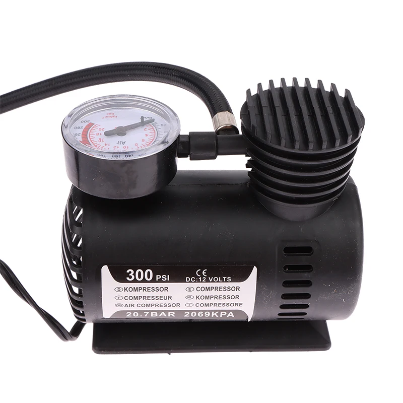 Portable 12V 300psi Mini Air Compressor Pump Tire Tyre Inflator 15LPM Quickly Inflate Car Tyre Inflator Auto Pump Set