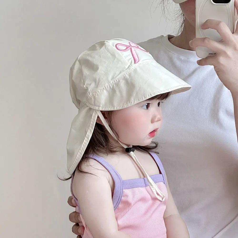 

Cute Sweet Kids Shawl Sun Hat Quick Dry Cotton Baby Sun Protection Hat Breathable Sunscreen Children Fishmen Hat 2-6Years Old