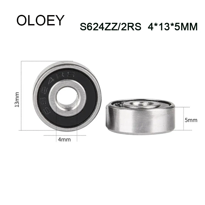 OLOEY 5PCS Stainless Steel S624ZZ 2RS Bearing ABEC-5 4x13x5mm Wire Cutting Machine Miniature S624-2Z Ball Bearings