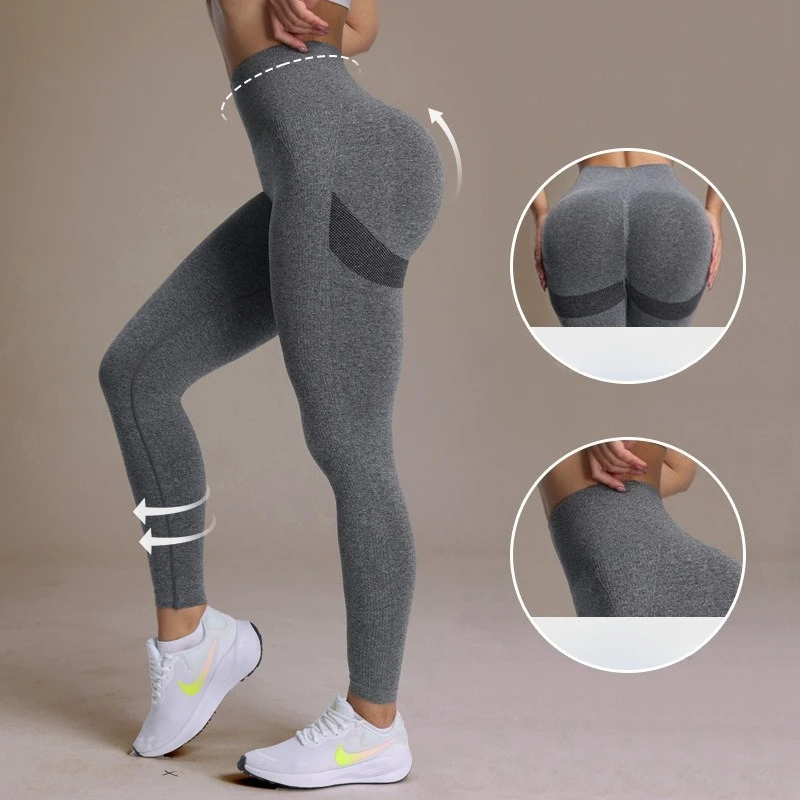 

2025 Hot Sale! Breathable Seamless Leggings: Butt-Lifting Peach Design with No Slip Waistband Summer Knit Seamless Yoga Pants