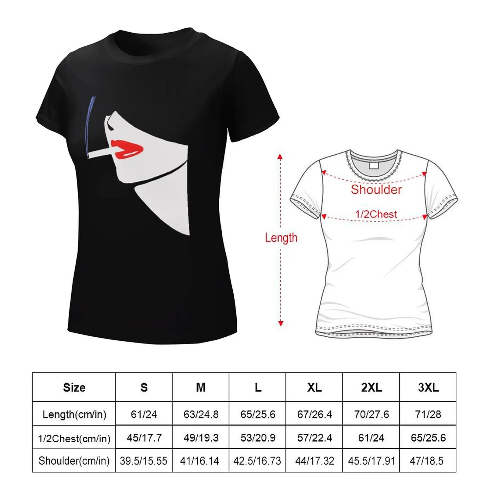 Fashion illustration vintage cigarette woman 80s retro new wave T-Shirt Blouse hippie clothes cropped t shirts for Women