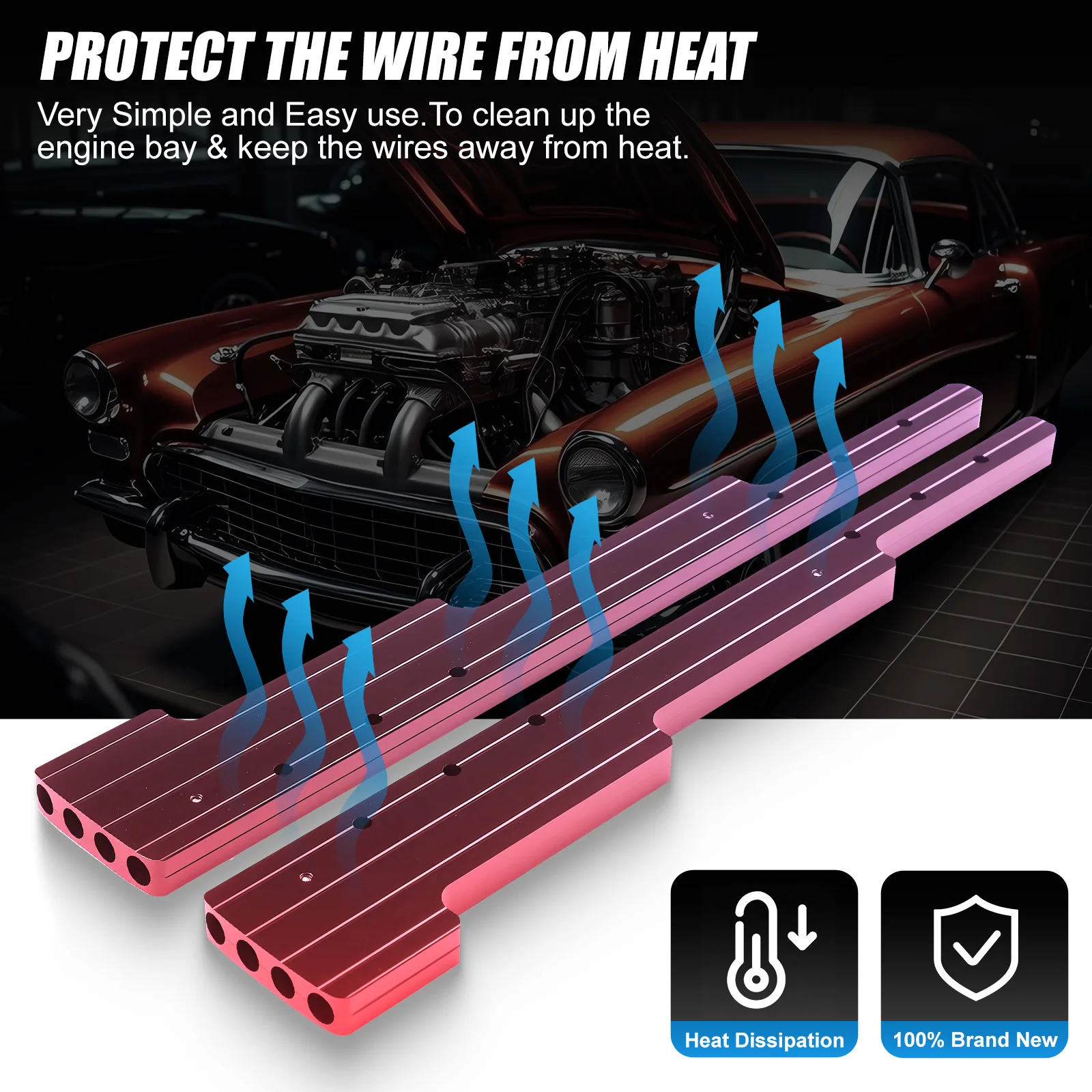 أسود سبائك الألومنيوم كابل الإشعال استبدال شرارة التوصيل سلك يلوح في الأفق أصحاب لشروليه كتلة صغيرة V8 محرك SBC 350 454 #4