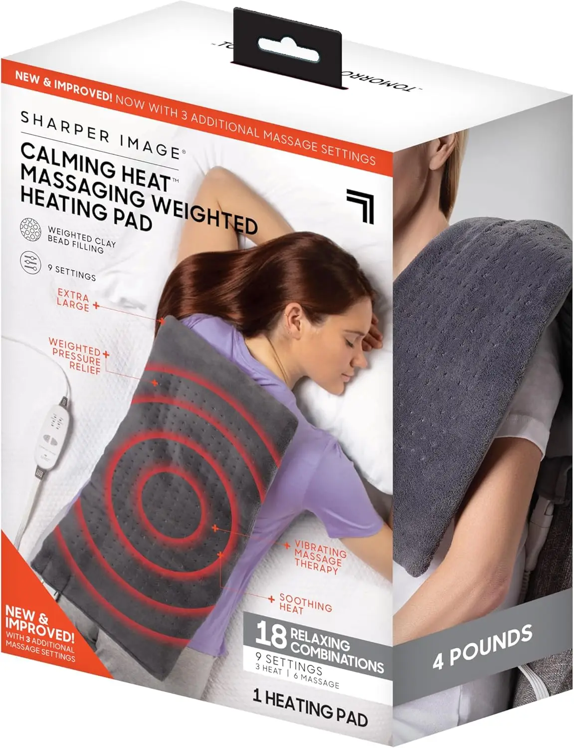 

Weighted Electric Heating Pad with Massage Vibrations, 9 Settings, 18 Combinations, 12x24 Inches, 4 Pounds