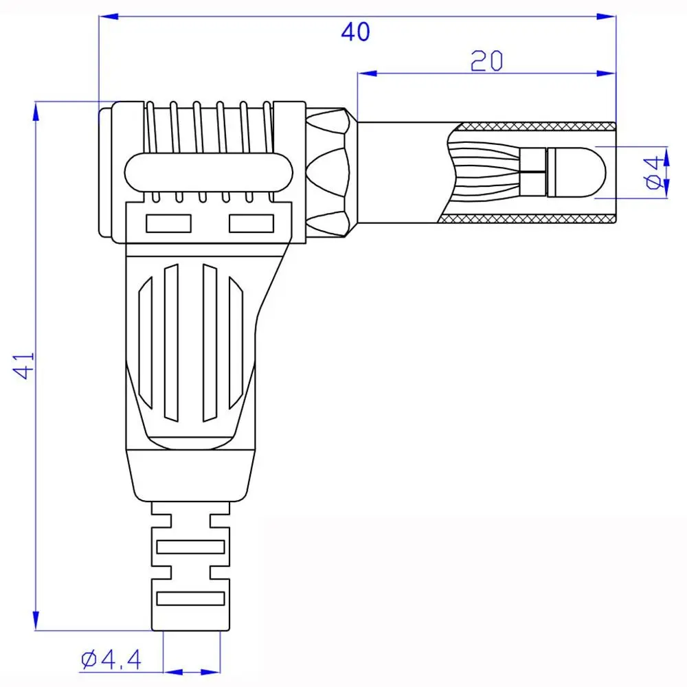 4mm High Current  Banana Plug Male Right Angle Insulation Wire Solder Type Elbow Banana Insert Multimeter Test Cable Connector