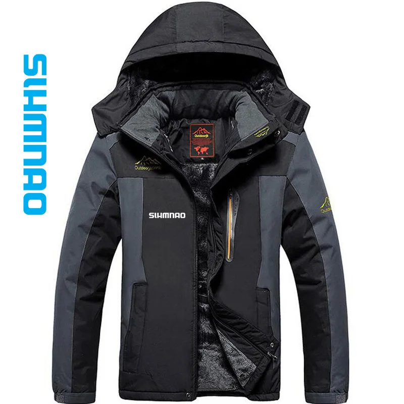 

Outdoor Men's Waterproof Fishing Jacket, Plush Thick Mountaineering Coat, Winter Windproof Bicycle and Cold Proof Jacket