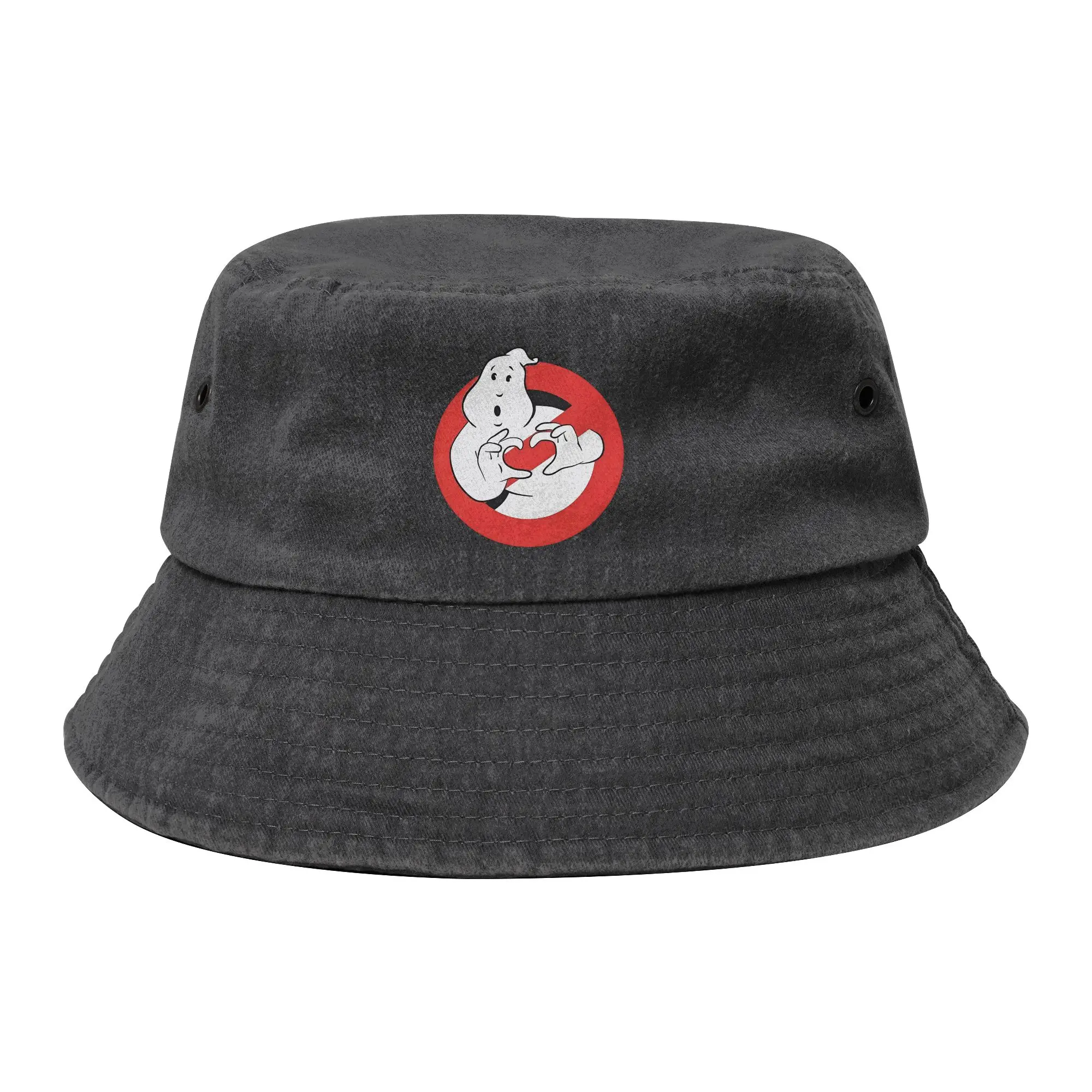 Ghost Busters Heart Bucket Hats for Teen Vocation Movie  Distressed Denim Sun Hat UV Protection for Camping Fishing Cap